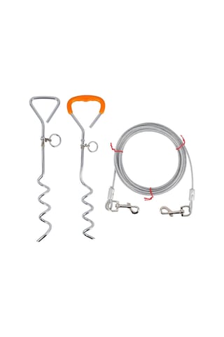 Sones Dış Mekan Evcil Hayvan Tasması Paslanmaz Çelik Zemin Çivisi Sabitleme Cıvatası, Özellikler: Klasik + Tel Halat