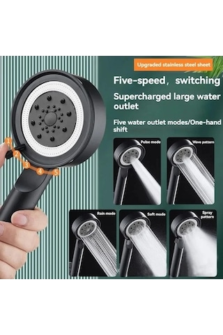 Maoyaya 5 Modlu Duş Başlığı - Yüksek Basınçlı, Taşınabilir, Çok Renkli Seçenek Çok Renkli