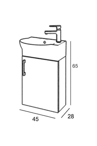 Turkuaz Seramik Cerastyle Küçük Mini Köşe Lavabo 28 x 45 CM Ve Banyo Dolabı