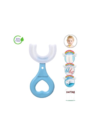 Mas Lord U Tipi Yeni Nesil Diş Fırçası - Mavi - Kalp Model  2-6 Yaş