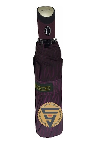 April A-217l Unisex Tam Otomatik Şemsiye Desenli Mor Siyah