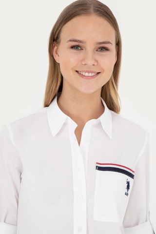 U.s. Polo Assn. Kadın Beyaz Gömlek Desenli 50283571-vr013 Beyaz