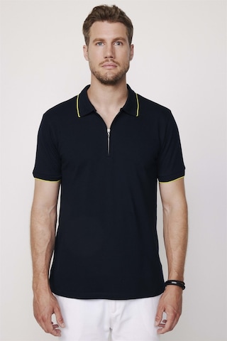 Tudors Erkek Polo Yaka Slim Fit Pamuk Fermuarlı Pike Lacivertvert Tişört-27686-Lacivertvert Lacivert