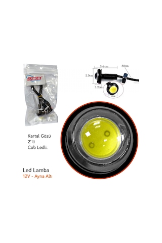 Carub Led Lamba Ayna Altı Kartal Göz 12v 23 Mm Buz Mavi 2 Li Br4621024