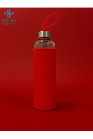 H2o Deri Kılıflı Cam Matara 1000 Ml Kırmızı