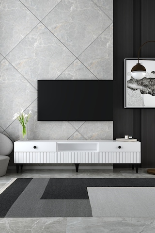 180dhdtsç7b İlay Lazer Desenli Tv Sehpası Beyaz