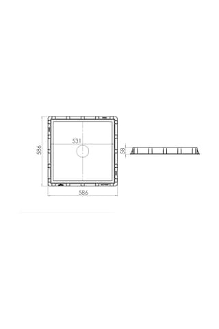 55X55 Rögar Kutusu / Çerçeve+ Düz Kapak Gri