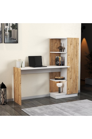 Venüs Çalışma Masası Raflı Kapaklı Çam Beyaz - Clm0503 Beyaz