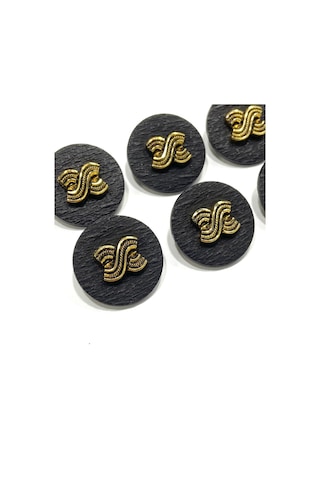 Trençkot Ceket Düğmesi / Kabartma Gold Detaylı / Siyah 2,2 Cm / Kod:2620
