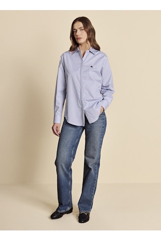 Brooks Brothers Mavi Kadın Regular Fit Çizgili Gömlek Bbfw26fsh004 Kırmızı-mavi