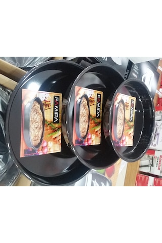 Emaye Fırın Tepsi Seti 30/34/38 CM Boylarda 3 Tepsi Siyah
