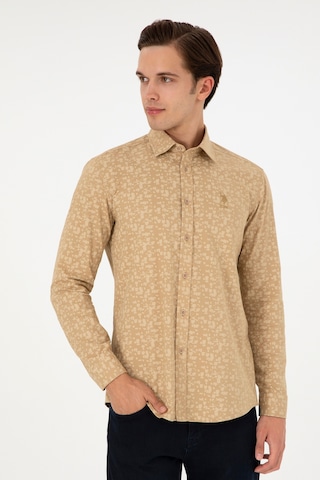 U.s. Polo Assn. Erkek Kum Gömlek Desenli 50292109-vr085 Kum