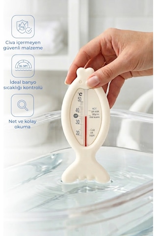 Babyjem Cıvasız Balık Banyo Oda Termometresi Beyaz