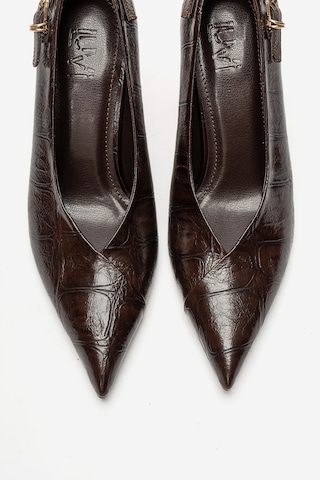 Luvi Shoes Polly Kahverengi Baskı Kadın Topuklu Ayakkabı