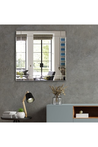 Ayna | Düz Ayna | Dikdörtgen Kanallı - Kare Ayna | 60Cm X 60Cm Şeffaf