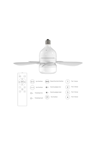 Kumtel Ktf-201 Led Işıklı Uzaktan Kumandalı Tavan Vantilatörü
