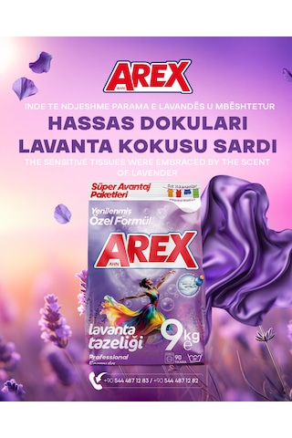 Arex Matik Toz Deterjan Lavanta Ferahlığı Renkliler İçin 9 KG