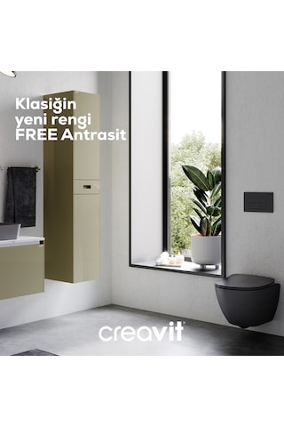 Creavit Free Rim-off Mat Antrasit Renkli Gömme Rezervuar Takım Set