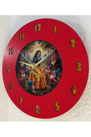 Kişiye Özel İsimli Çocuk Odası Duvar Saati Epoksi Dolgulu 35 Cm Masallar Serisi Kırmızı - Turuncu
