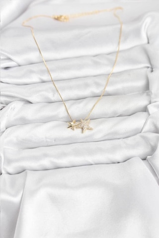 Gold Renk Pirinç Minimal Yıldız Model Kadın Kolye Altin