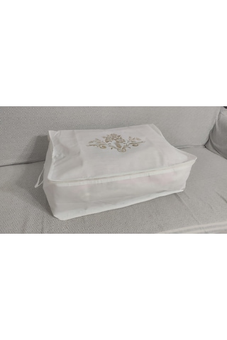 4 Lu Desenli Baza Altı Çekyat Hurç 60 40 22 Cm Beyaz
