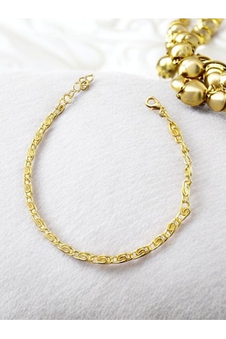 Feron Accessories Gold Renk Fermuar Desen Çelik Bileklik Gold