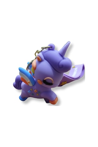 Dragon Run Mor Unicorn 3d Figürlü Yıldız Detaylı Bilek Kayışlı Anahtarlık - 1 Adet