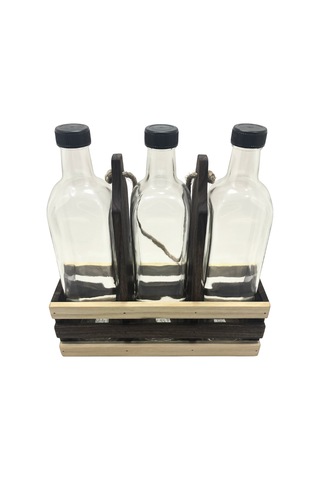 Ahşap Doğal 3lü Yağdanlık Ve Sosluk Takımı Kısa Başlık Set Ceviz 1 Set Ceviz