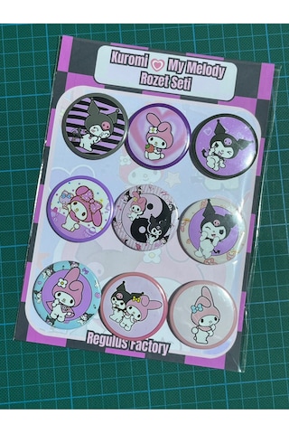 Kuromi & My Melody Rozet Seti 9 Adet 44mm