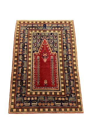 El Dokuma Sıfır Bünyan Halısı Seccade 90x135 Kiremit Yün Namazlık
