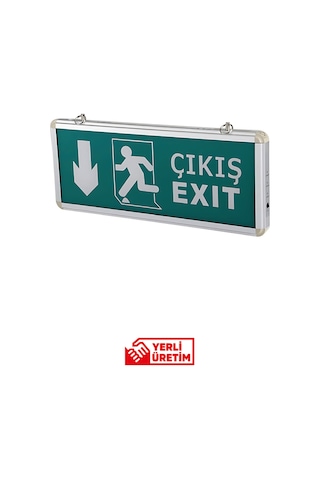 Acil Çıkış Aşağı Yön Levhası Ledli -şarjlı Yeşil