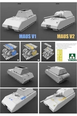 Takom 2049 1/35 Ölçek, Alman Süper Ağır Tankı Maus V1, Plastik Model Kiti-58197