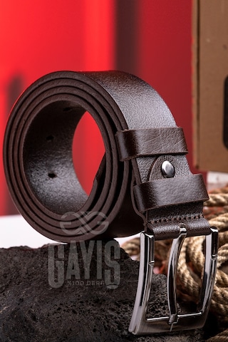 Özel Oval Kutulu Hakiki Manda Derisi Kahverengi Erkek Kot Kemeri Çeyizlik Kemer Kahverengi