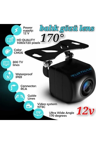 Didadodo 170 Açılı Balık Gözü Lens 12 Volt, Ön-arka Kullanıma Uyumlu