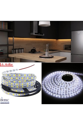 3 Çipli Silikonsuz Şerit Led İç Mekan Led Aydınlatması Beyaz