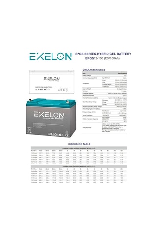 Exelon 12 Volt 100 Amper Jel Akü