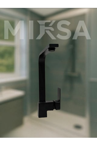 Lüx Siyah Kare Mutfak Eviye Bataryası, Musluğu, Ağır Gövde Kaliteli