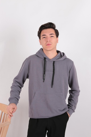 Five Pocket Fp24b2124 Erkek Kapşonlu Kanguru Cepli Sweatshirt Füme