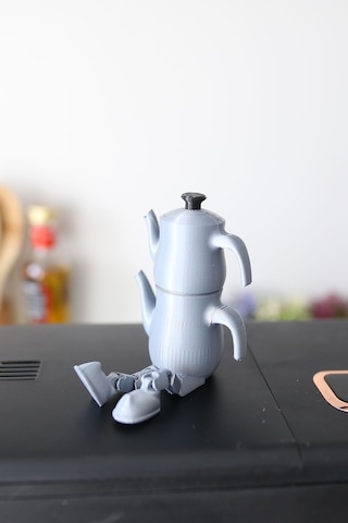 3dprototürk 3'lü Cezve, Çaydanlık Ve Kahve Tanesi Seti Ayaklı Çay Kahve Köşesi