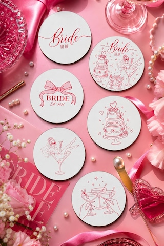Bride To Be Temalı Bekarlığa Veda Bardak Altlığı 6 Lı Set 9 Cm Mdf Gold