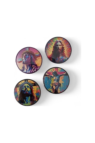 Aziz İsa Magnet Set 2 - 4'lü Jesus Christ Magnet Karışık Renkli