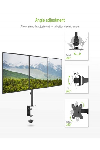 Techly 13"-24" Arası 3 Monitör Için Kelepçeli Masa Standı