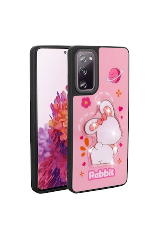 Zore Samsung Galaxy Uyumlu S20 Fe Kılıf Parlayan Kabartmalı İkonik Figürlü Omsy Amas Silikon Kapak - Pembe