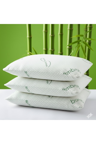 Heyner 3 Adet 1200 Gram Bamboo Yastık 50x70 Visco Bambu Yastık 3'lü Paket Ortopedik Yastık Fermuarlı Yeşil