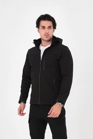 Camp Scoutland CAMP457 Outdoor Softshell Su ve Rüzgara Dayanıklı İçi Polar Seyyar Kapüşonlu Erkek Taktik Mont - Siyah