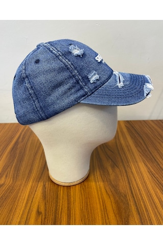 Jean Denim Kot Kumaş Vintage Unisex Cap Şapka Lacivert