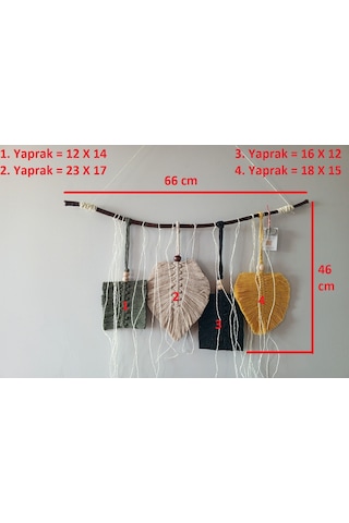 Makrome Hardal Karışık Renk Yaprak Duvar Süsü