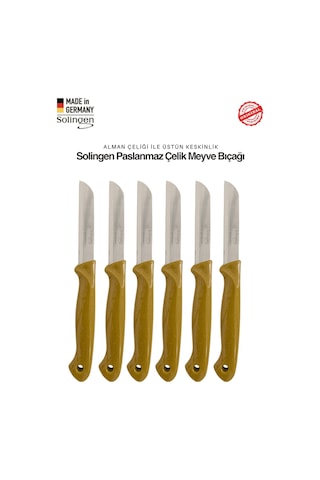 Solingen Profesyonel Gold Meyve Bıçağı Ultra Keskin Paslanmaz Çelik Mutfak Bıçağı 6'lı Set Mineral Gold