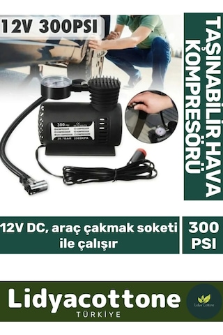Hava Kompresörü Araba Araç Oto Lastik Şişirme Hava Pompası Taşınabilir