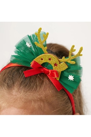 Kız Çocuk Joy Baskılı Tüllü Yıllbaşı Elbisesi Nbk-24908 Yeşil